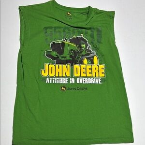 John Deere Green and Yellow Sleeveless Tee. Show off those muscles! Men’s L